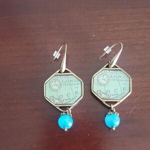 Vintage-Inspired Earrings with Blue Accents
